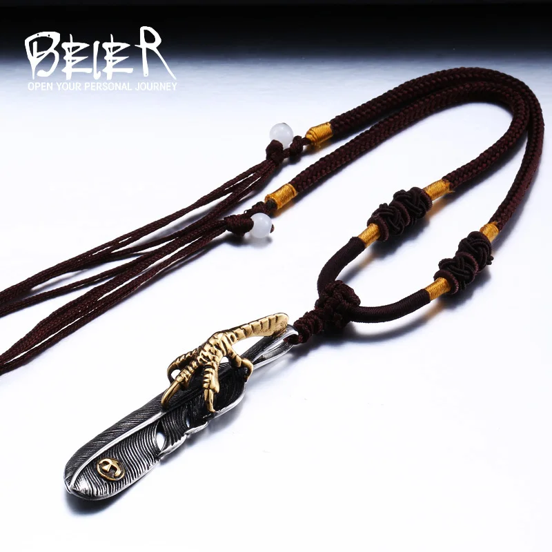 Beier 316L Stainless Steel pendant necklace gold/silver eagle claw feather pendant vintage fashion men jewelry BP8-154
Beier 316L Stainless Steel pendant necklace gold/silver eagle claw feather pendant vintage fashion men jewelry BP8-154