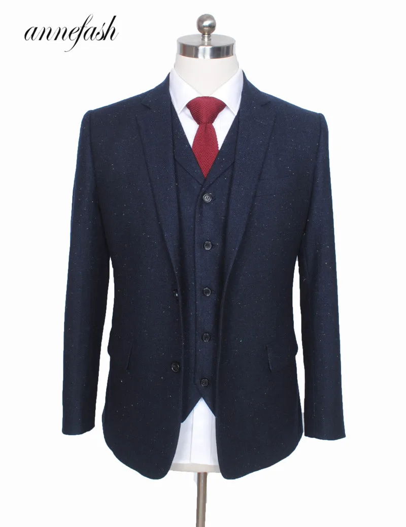 Custom Made Retro melange color spot copper navy woolen tweed suit British style Mens suit slim fit Blazer wedding suit 3pcs 
Custom Made Retro melange color spot copper navy woolen tweed suit British style Mens suit slim fit Blazer wedding suit 3pcs