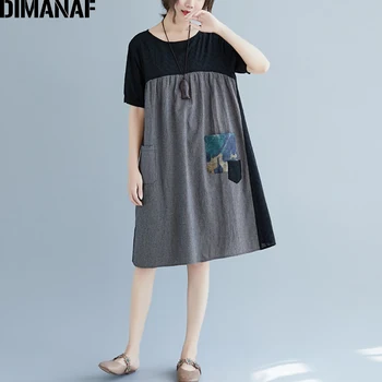 DIMANAF Plus Size Women Dress Cotton Vintage Spliced Black Summer Female Lady Vestidos Loose Casual Basic Dress Knee-Length 2019
DIMANAF Plus Size Women Dress Cotton Vintage Spliced Black Summer Female Lady Vestidos Loose Casual Basic Dress Knee-Length 2019