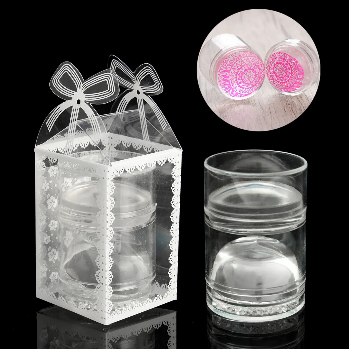 1Set Double Clear Jelly Nail Stamper Silicone Head With Rhinestone Cap With Scrapers Manicure Nail Art Stamping Stamp Tool
1Set Double Clear Jelly Nail Stamper Silicone Head With Rhinestone Cap With Scrapers Manicure Nail Art Stamping Stamp Tool