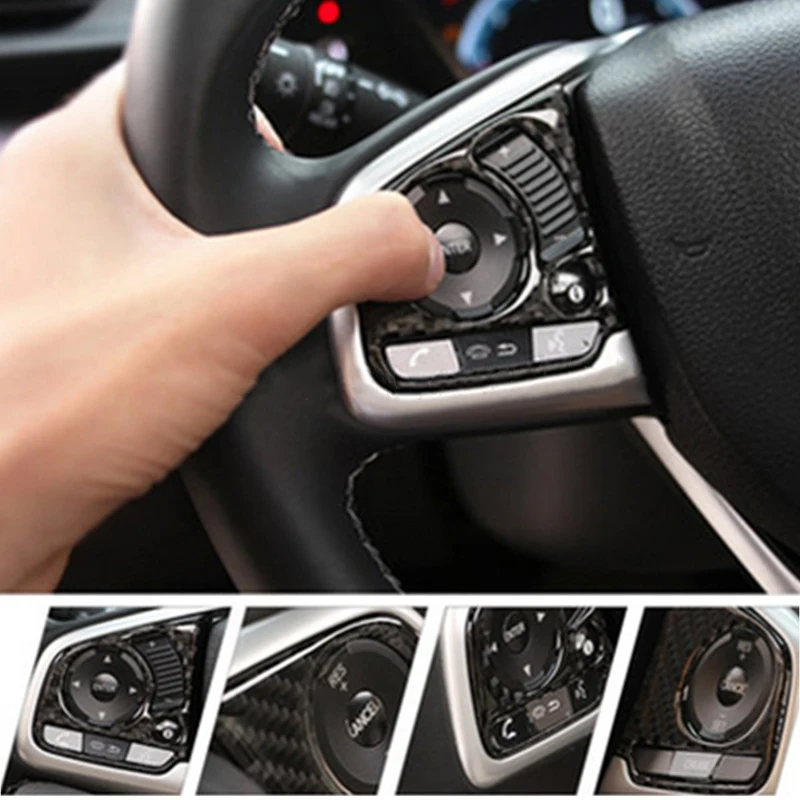 JX-LCLYL 2PCS Interior Steering Wheel Button Cover Trim Decoration for Honda Civic 2016
