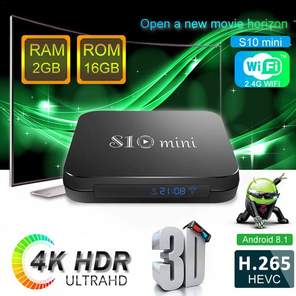 S10 MINI Android 8.1 Smart TV Box S905W 2GB DDR3 16GB EMMC ROM Set Top Box 4K 3D H.265 Wifi Media Player TV Receiver
S10 MINI Android 8.1 Smart TV Box S905W 2GB DDR3 16GB EMMC ROM Set Top Box 4K 3D H.265 Wifi Media Player TV Receiver