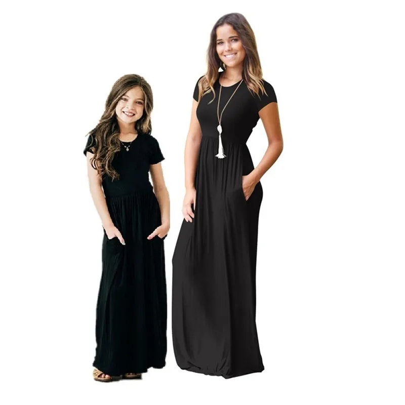 Mother and Daughter Summer Dress Girls and Mom Bohemian Beachwear Dress Short-sleeved Solid Party Dress 2019 New 40D
Mother and Daughter Summer Dress Girls and Mom Bohemian Beachwear Dress Short-sleeved Solid Party Dress 2019 New 40D