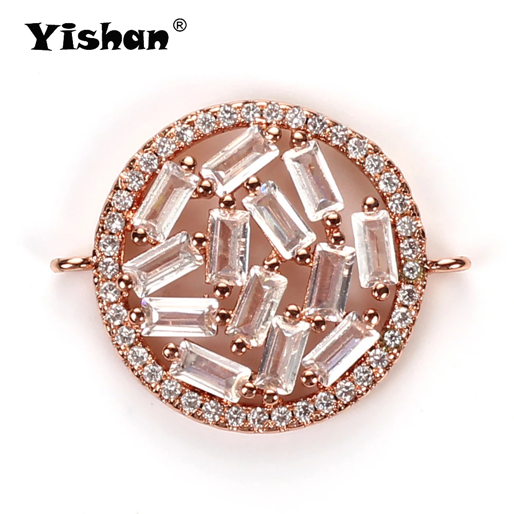 Фото Yishan 1 шт микро проложить круглый Шарм Медный кулон для ожерелья Браслет Разъем