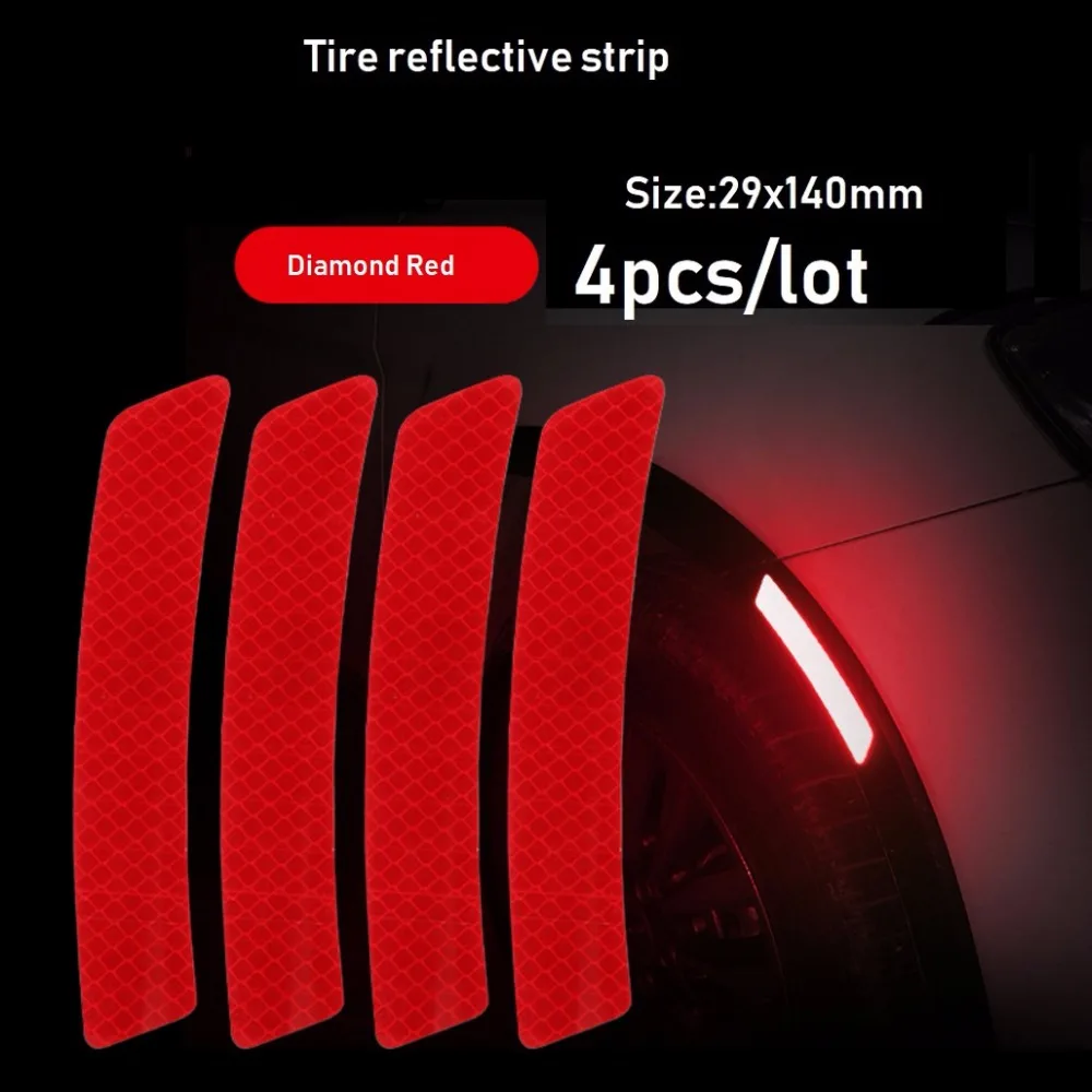 4ps Tire Reflective Strips Self Adhesive Warning sticker Car Auto Truck Camper Van Safely Accessories White/Yellow/Red 29x140mm
4ps Tire Reflective Strips Self Adhesive Warning sticker Car Auto Truck Camper Van Safely Accessories White/Yellow/Red 29x140mm