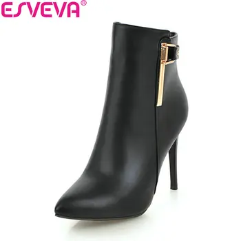 ESVEVA 2019 Women Boots Thin Heels Pointed Toe Zip Ankle Boots Basic Boots High Heels Solid Shoes Autumn Ladies Boots Size 34-42
ESVEVA 2019 Women Boots Thin Heels Pointed Toe Zip Ankle Boots Basic Boots High Heels Solid Shoes Autumn Ladies Boots Size 34-42