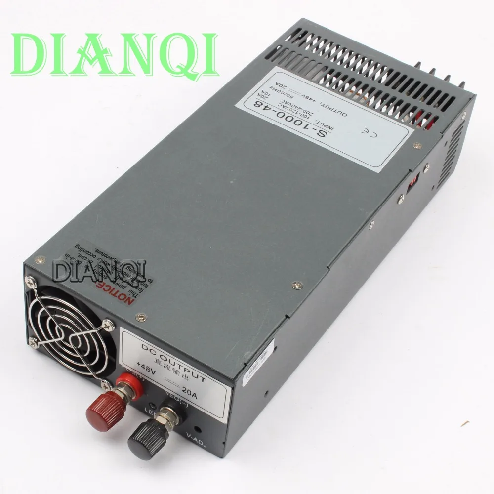 DIANQI S-1000-48 power suply output 48v 1000w 48v 20a power supply transformer ac to dc power supply input 110v or 220v
DIANQI S-1000-48 power suply output 48v 1000w 48v 20a power supply transformer ac to dc power supply input 110v or 220v