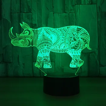 Rhino 3D night light 7 color led light desk atmosphere lamp home decorative lights 753
Rhino 3D night light 7 color led light desk atmosphere lamp home decorative lights 753
