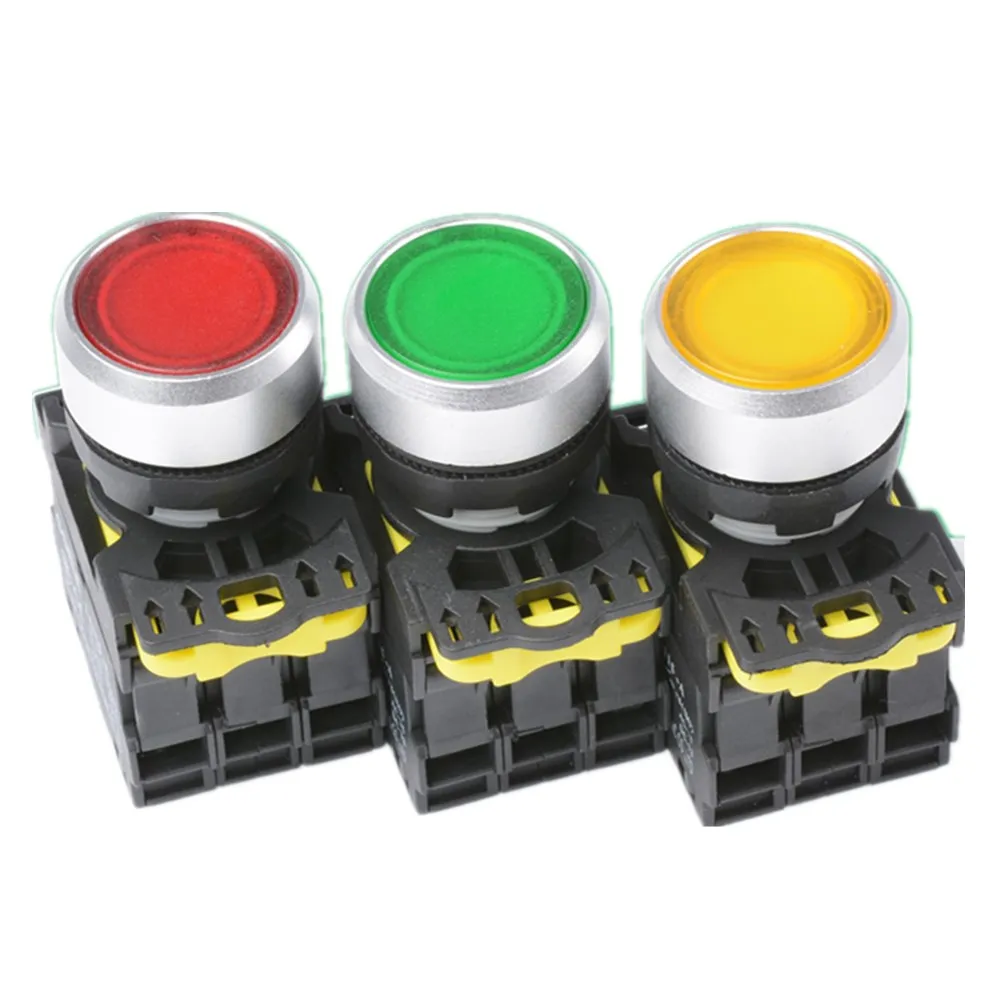 Power button switch with lamp 24 220V self reset point 22mm flat button red green yellow
Power button switch with lamp 24 220V self reset point 22mm flat button red green yellow