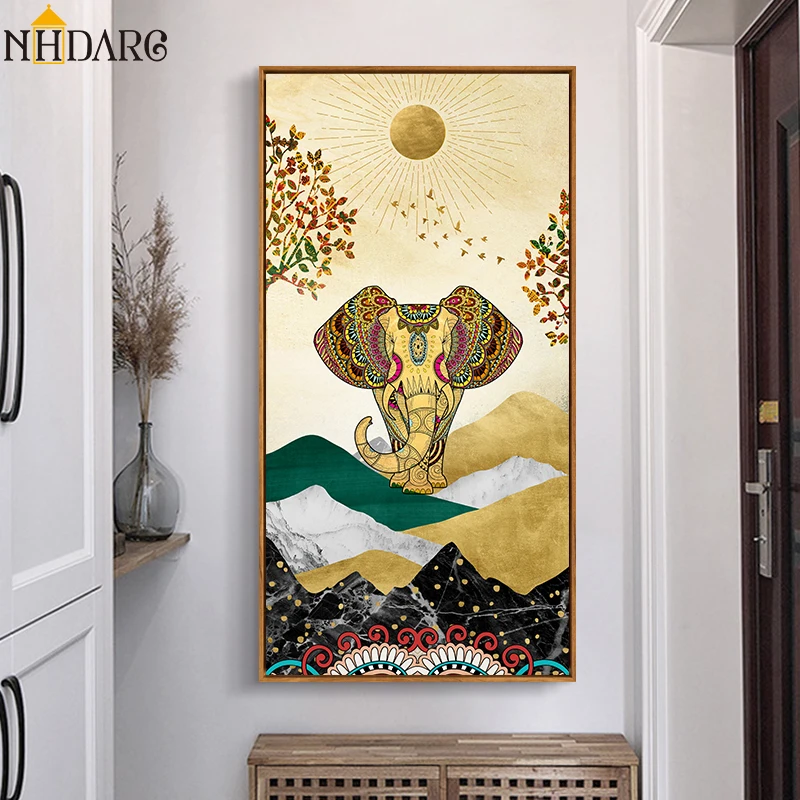 Плакаты и фотообои в тайском стиле с изображением благоприятных слонов Индии