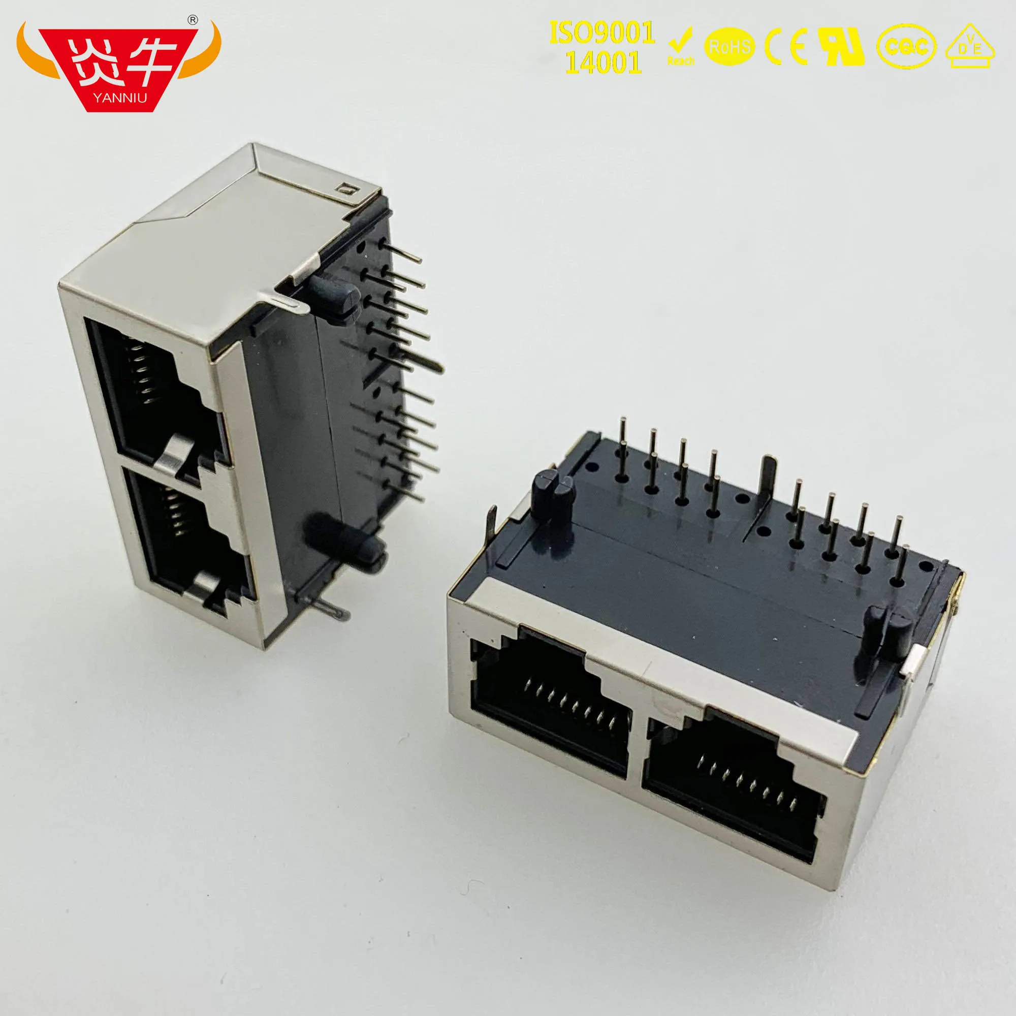 RIGHT ANGLE NETWORK SOCKET RJ45 1*2 8P8C SINGLE ROW 2 HOLES CABLE INTERFACE CRYSTAL HEAD SEAT WITH SHIELDED COPPER SHELL
RIGHT ANGLE NETWORK SOCKET RJ45 1*2 8P8C SINGLE ROW 2 HOLES CABLE INTERFACE CRYSTAL HEAD SEAT WITH SHIELDED COPPER SHELL