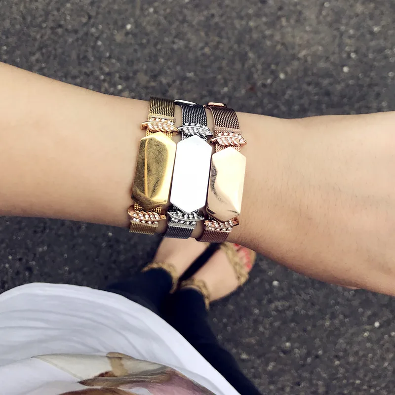 SANSHOOR Personalized Stainless Steel Shiny Mesh Charm Bracelet for Women and Girls Gorgeous Fashion Bracelet with Leaf Charms
SANSHOOR Personalized Stainless Steel Shiny Mesh Charm Bracelet for Women and Girls Gorgeous Fashion Bracelet with Leaf Charms