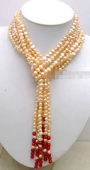 0002789 SALE Long 45" natural 6-7mm Pink Baroque Pearl & 6mm Red coral 3 Strand Necklace
0002789 SALE Long 45" natural 6-7mm Pink Baroque Pearl & 6mm Red coral 3 Strand Necklace