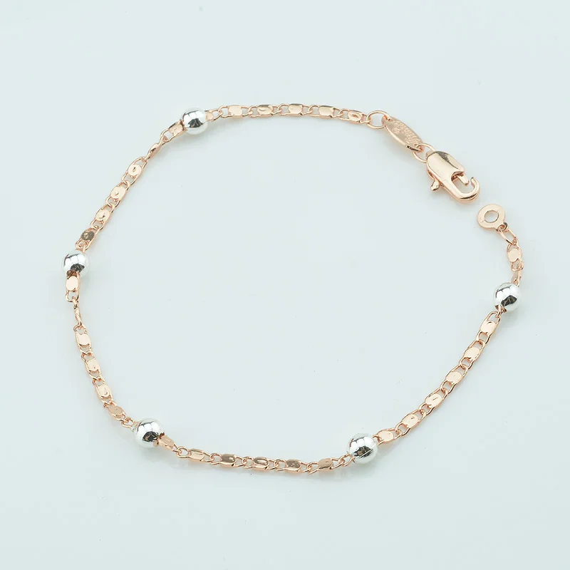 FJ 4mm White Bead Chains Men Women 585 Rose Gold Color Jewelry Ball Bracelets Hand Bracelet Carve Weaving Chains 19cm 
FJ 4mm White Bead Chains Men Women 585 Rose Gold Color Jewelry Ball Bracelets Hand Bracelet Carve Weaving Chains 19cm
