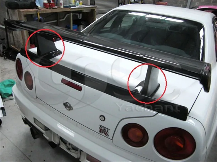 1999-2002 Nissan Skyline R34 GTT GTR Jun Style Rear Spoiler Higher Legs CF (10)