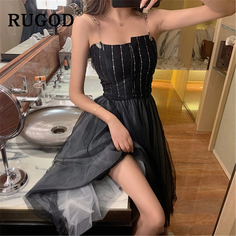 RUGOD Korean chic mesh midi dress women Elegant spaghetti strapless party dresses ladies Fashion irregular summer dresses female
RUGOD Korean chic mesh midi dress women Elegant spaghetti strapless party dresses ladies Fashion irregular summer dresses female