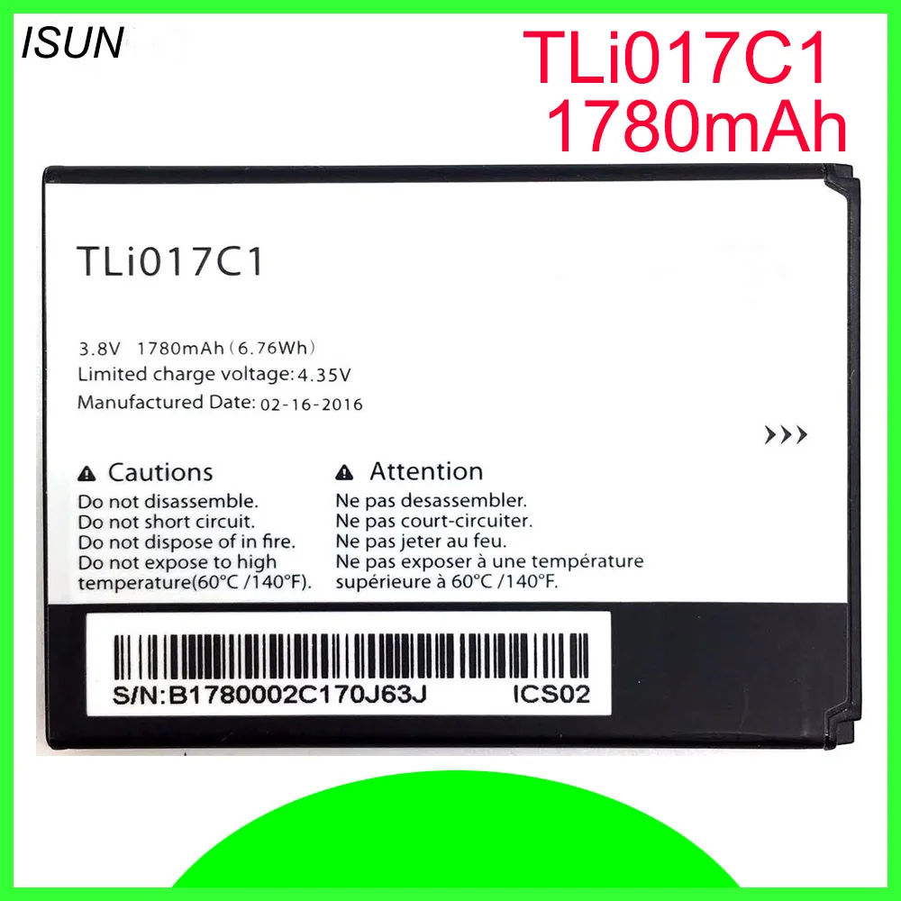 ISUNOO 5pcs/lot 1780mAh TLI017C1 battery For Alcatel One Touch PIXI 3 4.5 4.5" 5019D 5017D 5017A 5017X 5017 5027B TLi017C1
ISUNOO 5pcs/lot 1780mAh TLI017C1 battery For Alcatel One Touch PIXI 3 4.5 4.5" 5019D 5017D 5017A 5017X 5017 5027B TLi017C1
