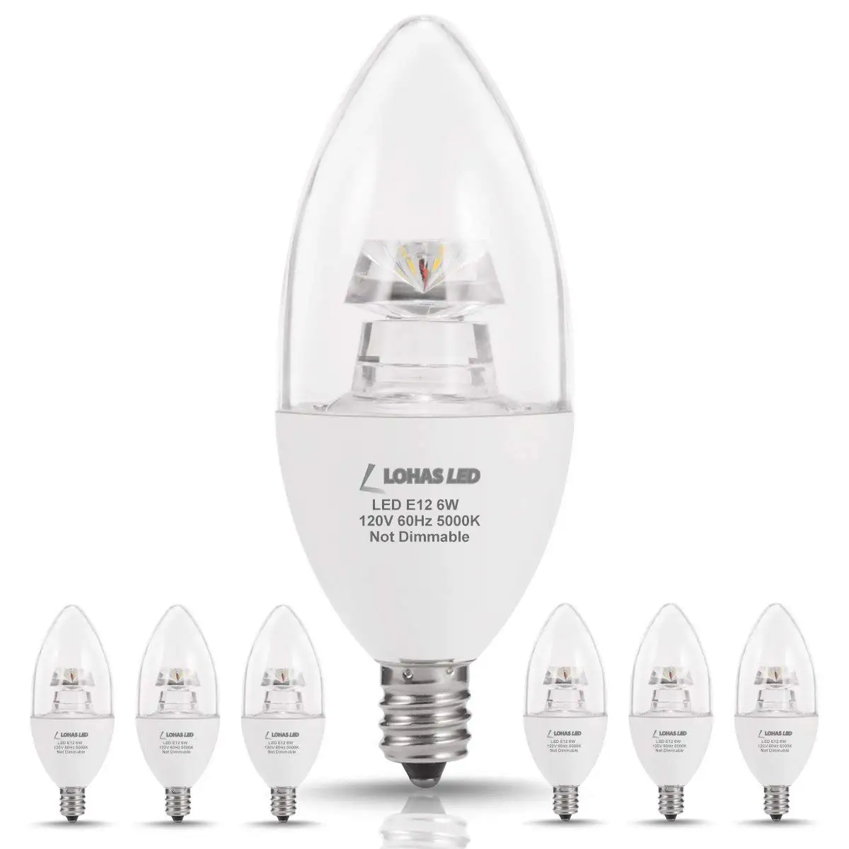 LED Candelabra Bulb E12 Base 60 Watt Equivalent (6W) Daylight (5000K) Lamps for Ceiling Fan Fixtures Home Decorative (6 Pack)
LED Candelabra Bulb E12 Base 60 Watt Equivalent (6W) Daylight (5000K) Lamps for Ceiling Fan Fixtures Home Decorative (6 Pack)