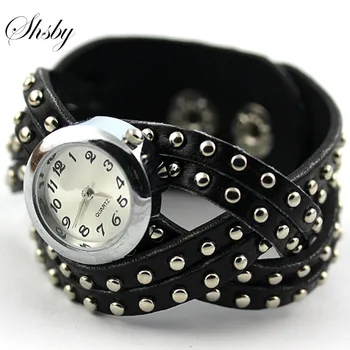 shsby fashion Small circular rivets leather quartz cross leather bracelet watch woman man dress watch
shsby fashion Small circular rivets leather quartz cross leather bracelet watch woman man dress watch