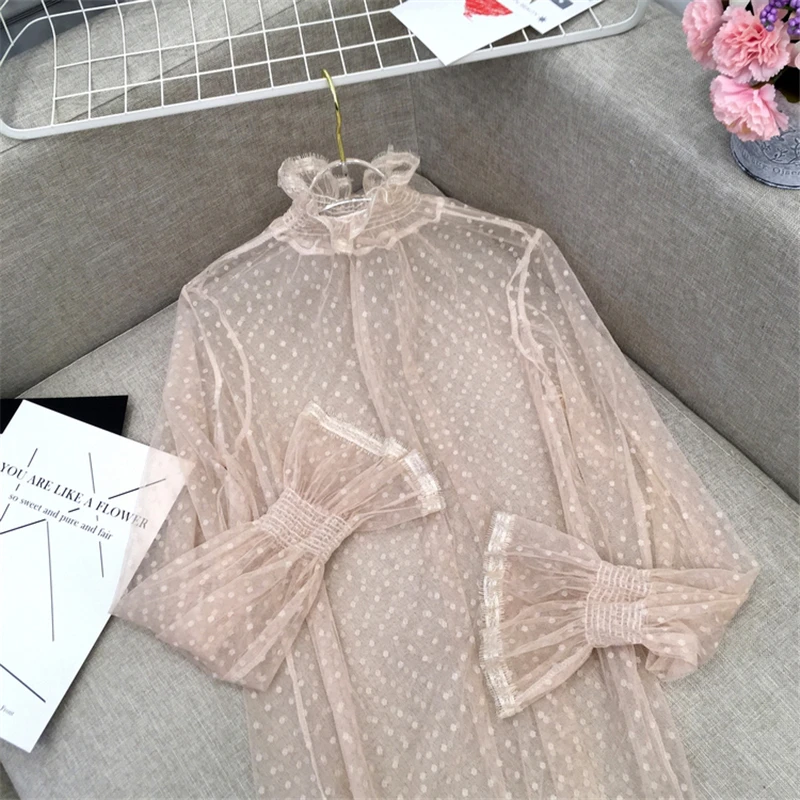 Korean Summer Women Lace Blouses Shirts Ladies Casual Sexy mesh See-through Hollow Out Long Sleeve Polka Dot Base Shirt 17
Korean Summer Women Lace Blouses Shirts Ladies Casual Sexy mesh See-through Hollow Out Long Sleeve Polka Dot Base Shirt 17