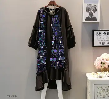 European style 2019 New arrivals summer Spring fashion women clothes Sequins patchwork solid color loose casual dress T3305
European style 2019 New arrivals summer Spring fashion women clothes Sequins patchwork solid color loose casual dress T3305