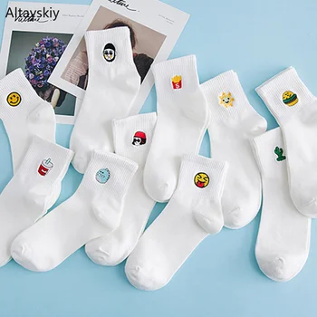 Socks Women Embroidery Cartoon Harajuku Smile Face Cotton Breathable Deodorant Lovely Womens Sock Japanese Style Cute Students
Socks Women Embroidery Cartoon Harajuku Smile Face Cotton Breathable Deodorant Lovely Womens Sock Japanese Style Cute Students