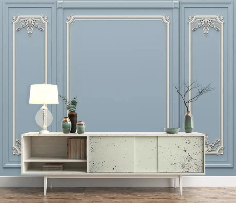 3d three-dimensional simple European blue decoration carved TV background wall paper murals
3d three-dimensional simple European blue decoration carved TV background wall paper murals