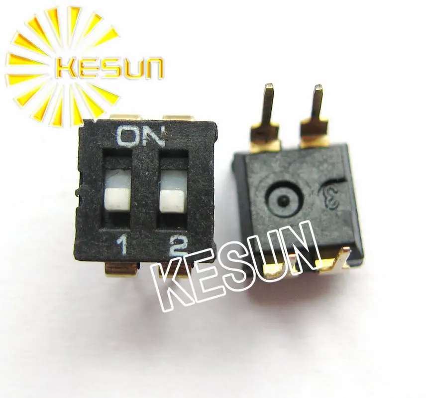 

China Quality KI-02 Black 2P DIP Switch 2.54mm 2 Position IC Encoder Switch Slide Switch KI-02H x 100PCS