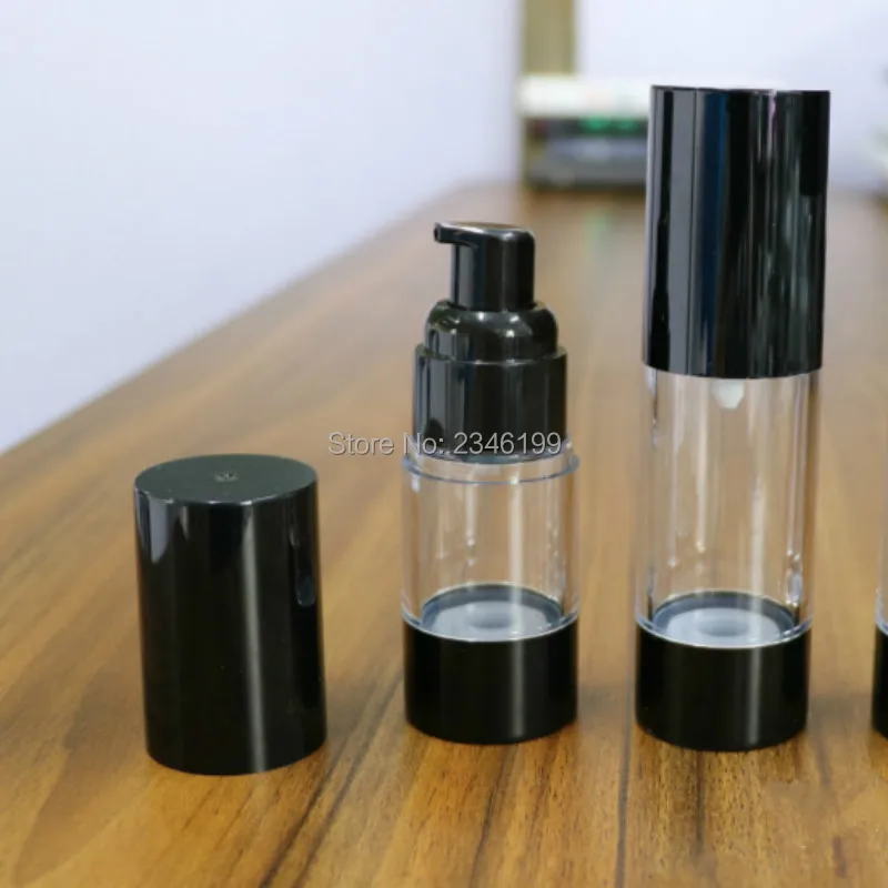 15ml Airless Bottle Plastic Lotion Pump 30ml Black Empty Airless Spray Bottle 50ml Plastic Airless Emulsion Pump Cosmetic (2)