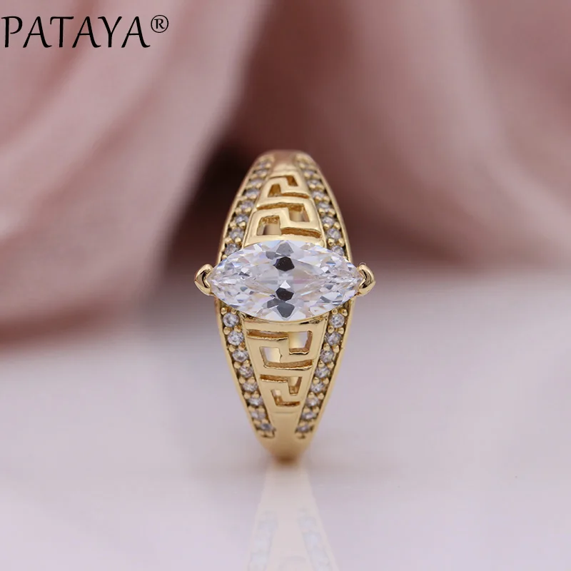 PATAYA New Arrivals 585 Rose Gold White Horse Eye Natural Zircon Hollow Rings Women Fashion Girl Gift Ring Wedding Party Jewelry
PATAYA New Arrivals 585 Rose Gold White Horse Eye Natural Zircon Hollow Rings Women Fashion Girl Gift Ring Wedding Party Jewelry