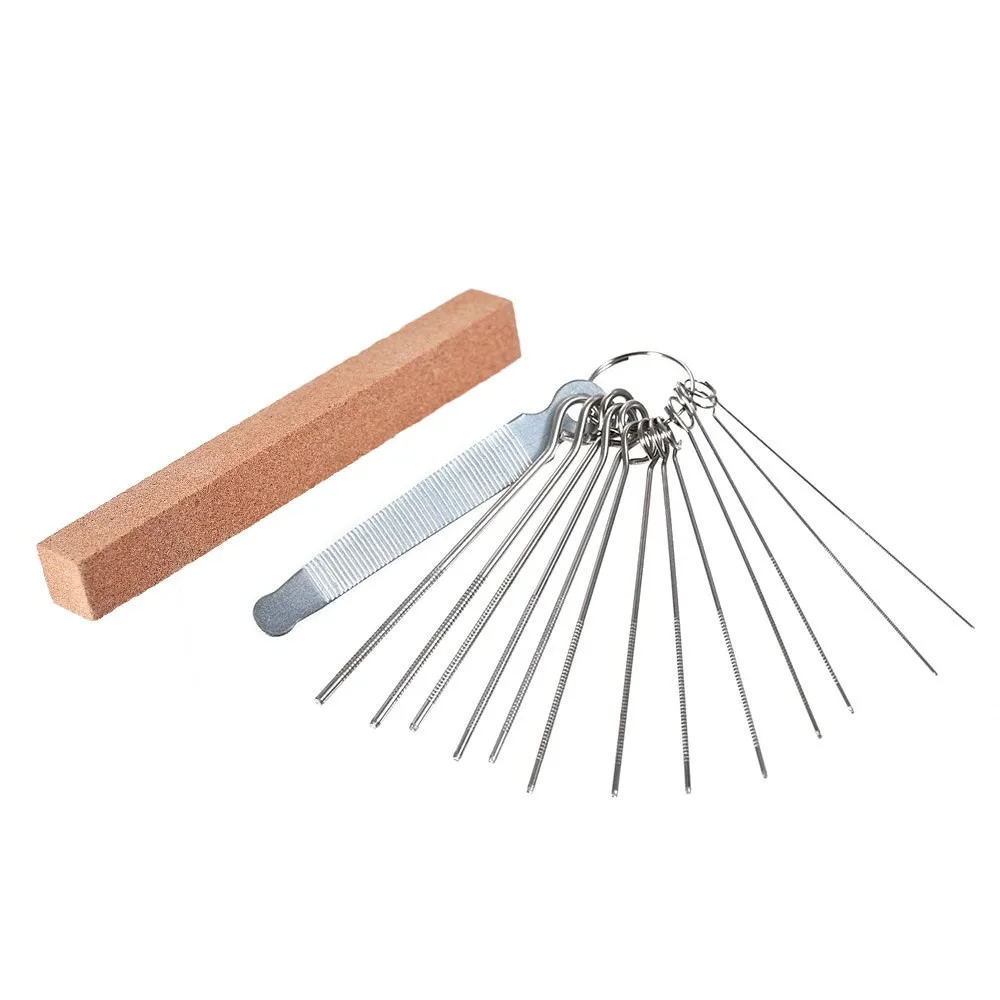 Guitar Nut Bridge Saddle File Set 13 Round Needles Files 1 Flat File & Grinding Stone Luthiers Tool for Guitar Bass
Guitar Nut Bridge Saddle File Set 13 Round Needles Files 1 Flat File & Grinding Stone Luthiers Tool for Guitar Bass