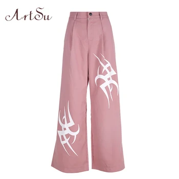 ArtSu Streetwear High Waist Wide Leg Pants Long Trousers Women Print Sweatpants Summer Harajuku Pants Black Pink ASPA20198
ArtSu Streetwear High Waist Wide Leg Pants Long Trousers Women Print Sweatpants Summer Harajuku Pants Black Pink ASPA20198