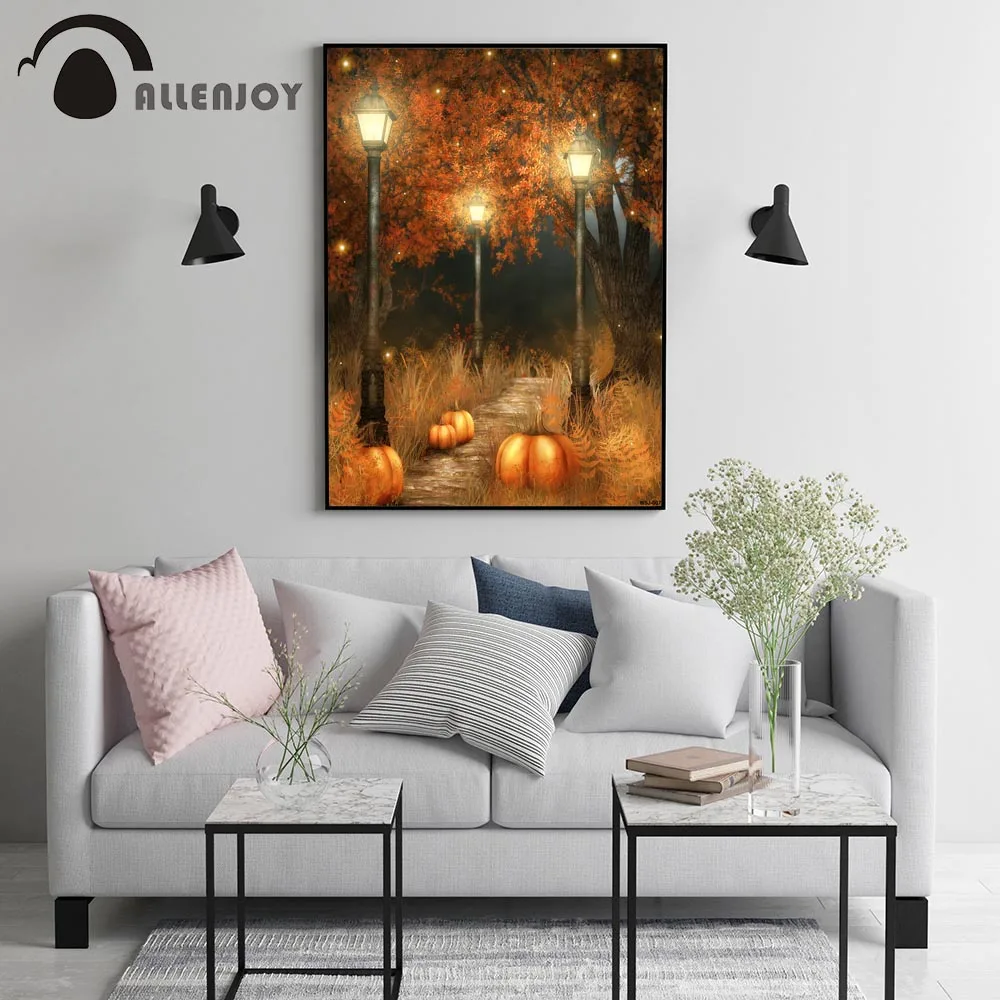 Allenjoy Halloween Posters Pumpkins Street Light Trees Grass Festival Pictures Watercolor Autumn Oil Paintings On the Wall Decor
Allenjoy Halloween Posters Pumpkins Street Light Trees Grass Festival Pictures Watercolor Autumn Oil Paintings On the Wall Decor