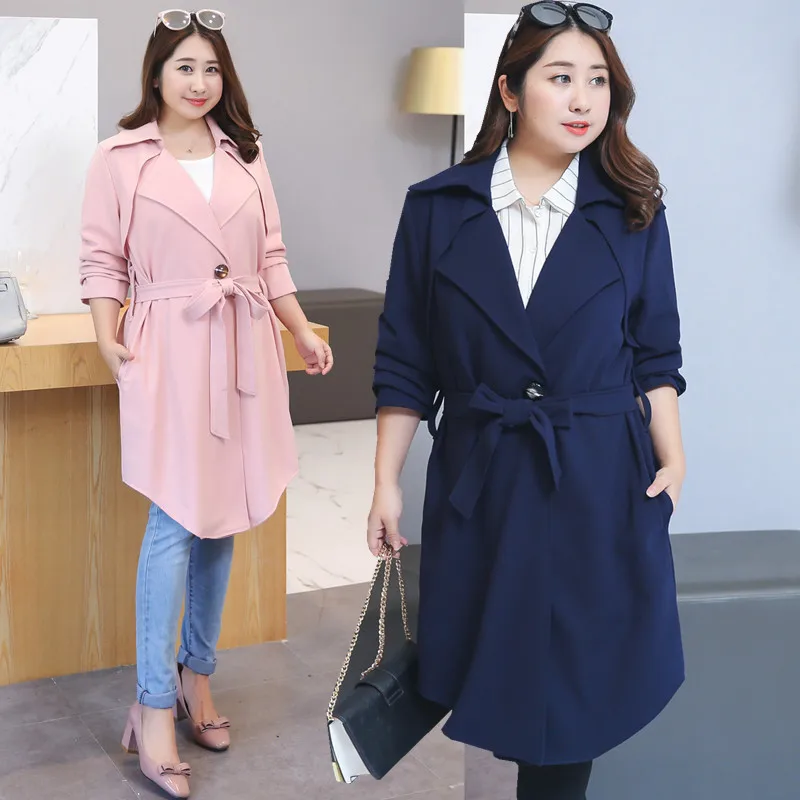 Korean Style Work Full Sleeve Long Turn-down Collar Plus Size XL-4XL Women Trench 2019 Spring New Top Selling Lady Coats
Korean Style Work Full Sleeve Long Turn-down Collar Plus Size XL-4XL Women Trench 2019 Spring New Top Selling Lady Coats