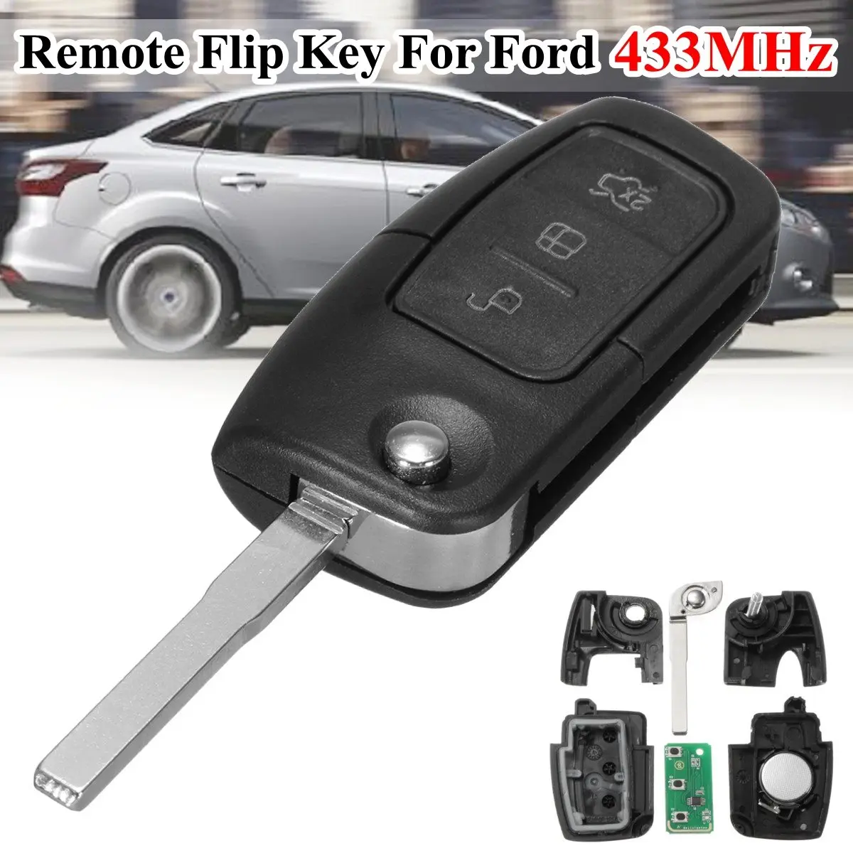 3 Buttons 433MHZ Transponder Flip Folding Car Remote Control Key 4D-60 Chip for FORD for Focus
3 Buttons 433MHZ Transponder Flip Folding Car Remote Control Key 4D-60 Chip for FORD for Focus