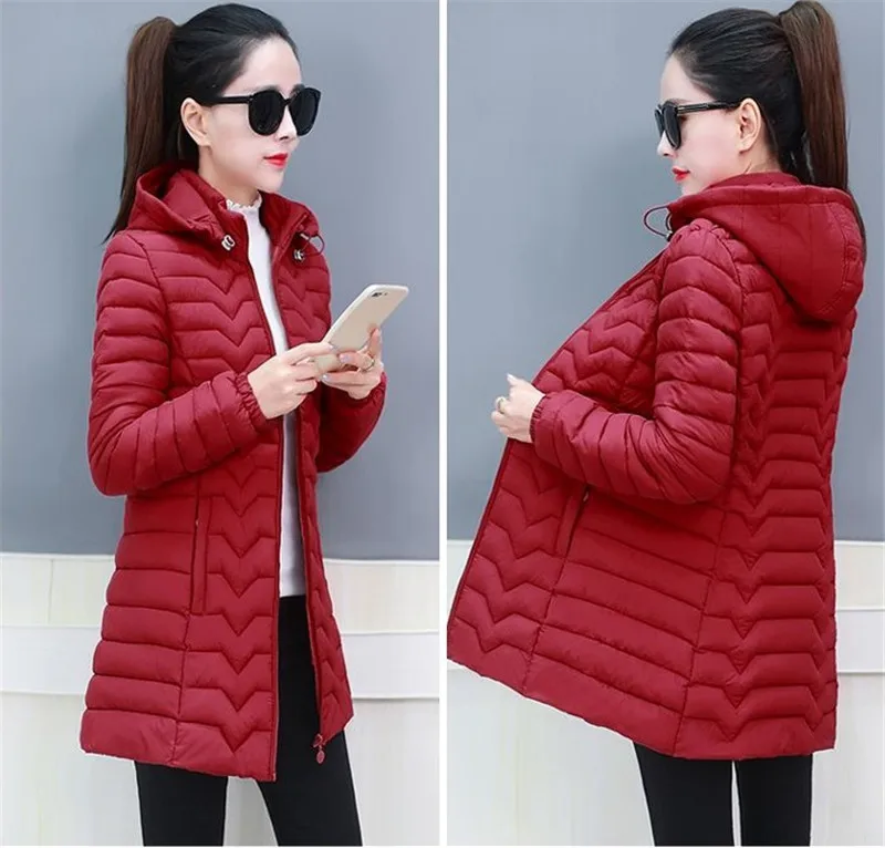 New light Thin Down cotton Jacket Women Autumn Winter loose Warm Cotton Jackets Plus size Womens Casual Hooded Parkas 6XL F748