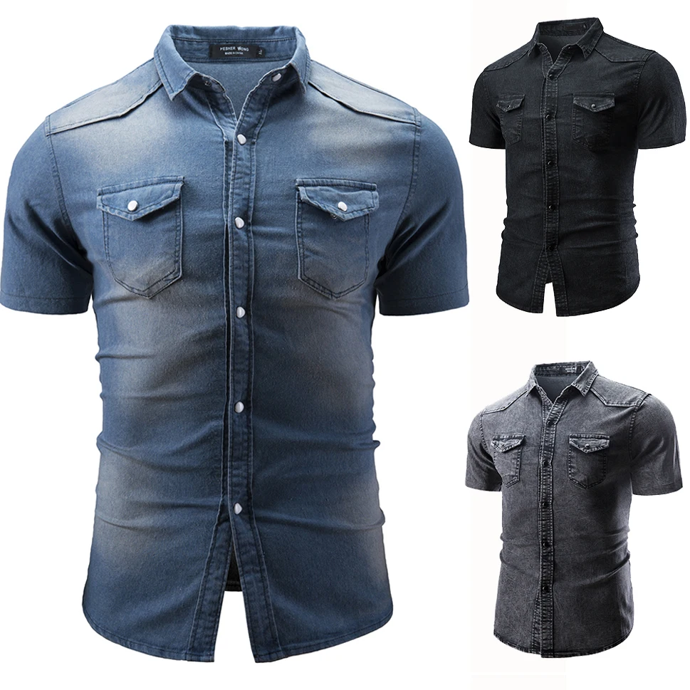 New shirts foreign trade men's clothing denim short-sleeved shirts mens shirts men fashion shirt men lagre size M-XXXL
New shirts foreign trade men's clothing denim short-sleeved shirts mens shirts men fashion shirt men lagre size M-XXXL