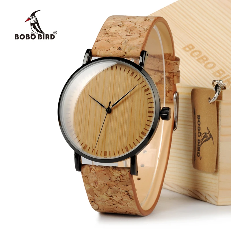 BOBO BIRD E19 Ultra Thin Bamboo Wooden Watches Men Women Simple Quartz Watches Cork Band relojes para mujer
BOBO BIRD E19 Ultra Thin Bamboo Wooden Watches Men Women Simple Quartz Watches Cork Band relojes para mujer