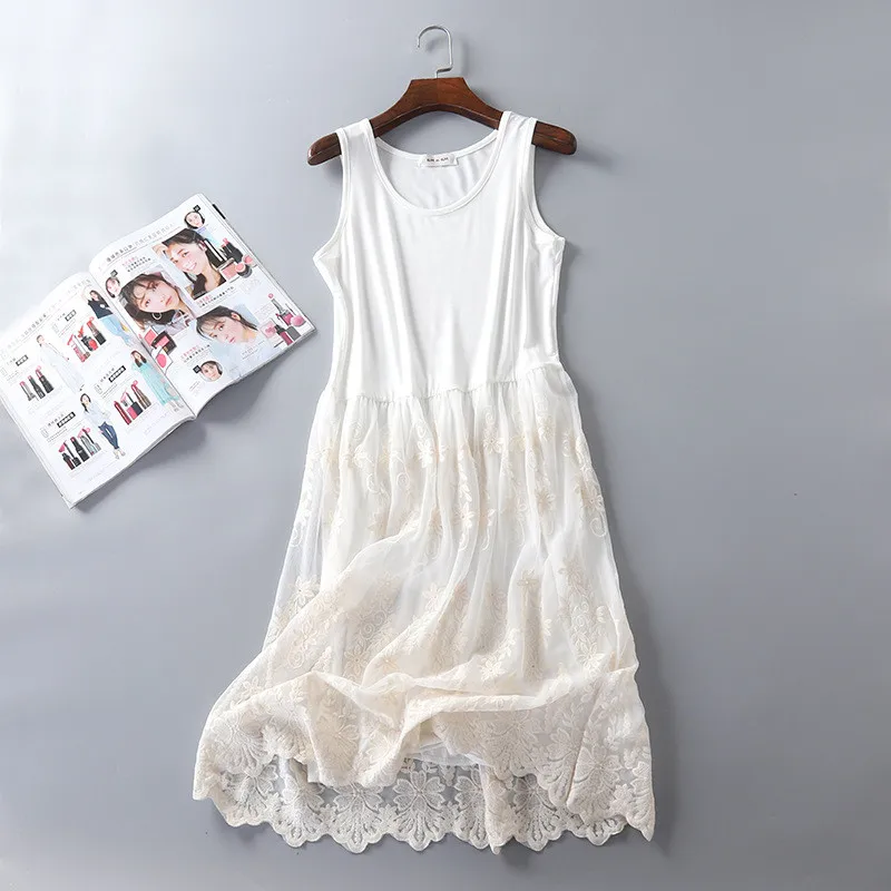 2019 Summer Modal Patchwork Mesh Dress Women Gauze Embroidery Lace Tank Dresses Beach Sundress Sleeveless Party Vestidos AB1319
2019 Summer Modal Patchwork Mesh Dress Women Gauze Embroidery Lace Tank Dresses Beach Sundress Sleeveless Party Vestidos AB1319