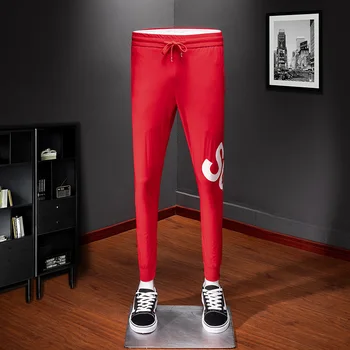 Great Designer Top Brand Red Men Pants Elastic Waist Letter Pattern Autumn Summer Classic Full Length Casual Trousers 1012
Great Designer Top Brand Red Men Pants Elastic Waist Letter Pattern Autumn Summer Classic Full Length Casual Trousers 1012