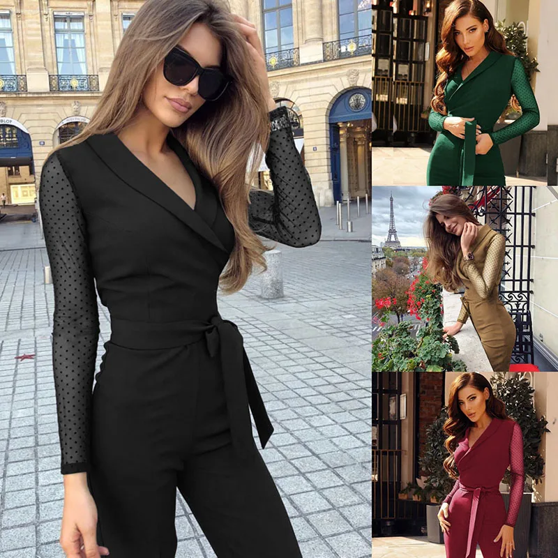 Women V Neck Long Sleeve Jumpsuit Solid Color Lace-up Slim Fit Jumper Spring Summer TT@88
Women V Neck Long Sleeve Jumpsuit Solid Color Lace-up Slim Fit Jumper Spring Summer TT@88
