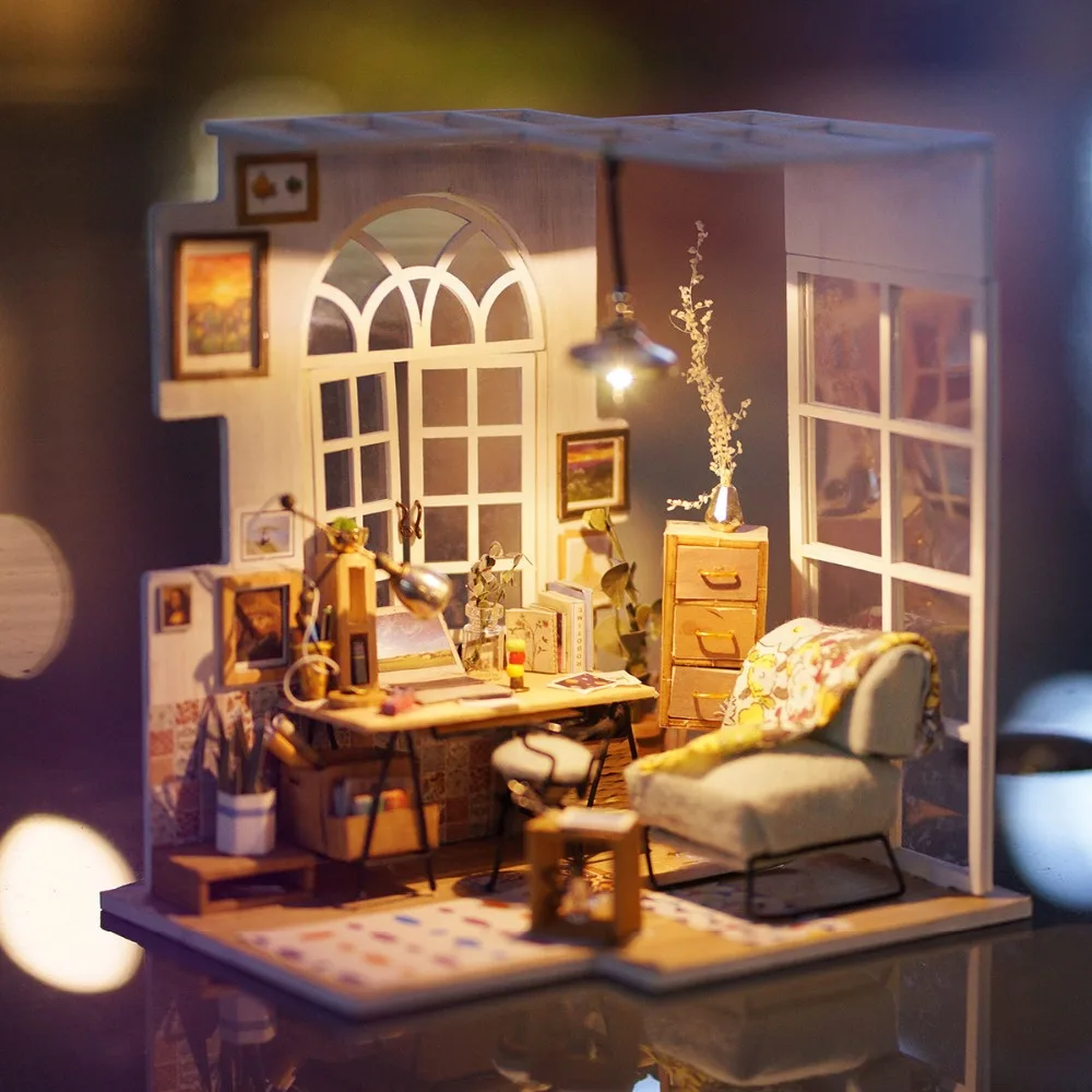 Robotime DIY Wooden Miniature Dollhouse with Led Light Assembly Doll House Model Building Kit Toys For Adult Drop Shipping DGM01
Robotime DIY Wooden Miniature Dollhouse with Led Light Assembly Doll House Model Building Kit Toys For Adult Drop Shipping DGM01