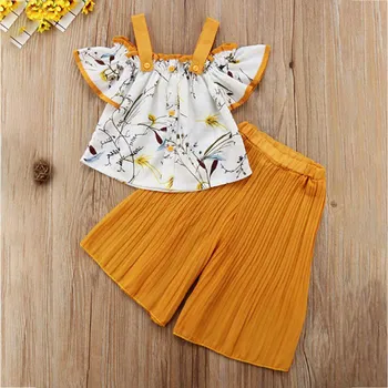 Baby Casual Strap Floral Off-shoulder Tops Solid Wide-Leg Pants Suits 2pc Summer Beach Outfits Kids Girls Clothes 1
Baby Casual Strap Floral Off-shoulder Tops Solid Wide-Leg Pants Suits 2pc Summer Beach Outfits Kids Girls Clothes 1