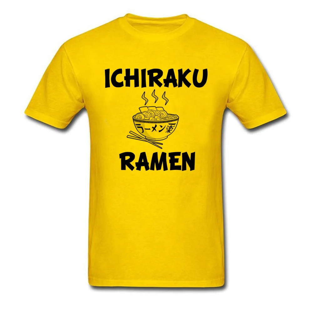 Men Top T-shirts Ichiraku Ramen yummy Casual Tops Shirts Pure Cotton Round Collar Short Sleeve Design Tshirts NEW YEAR DAY Ichiraku Ramen yummy yellow
