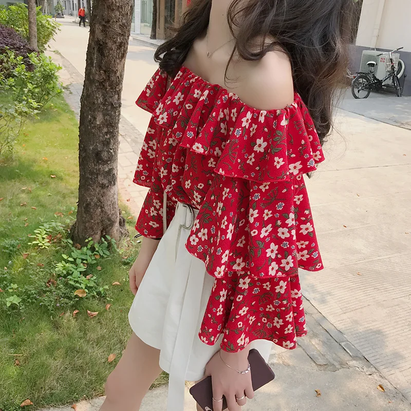 Sweet Slash Neck Floral Women Shirts 2018 Summer New Shoulder Floral Women Shirt Fresh Floral Femal Blouse 2018 Blusa De Mujer
Sweet Slash Neck Floral Women Shirts 2018 Summer New Shoulder Floral Women Shirt Fresh Floral Femal Blouse 2018 Blusa De Mujer