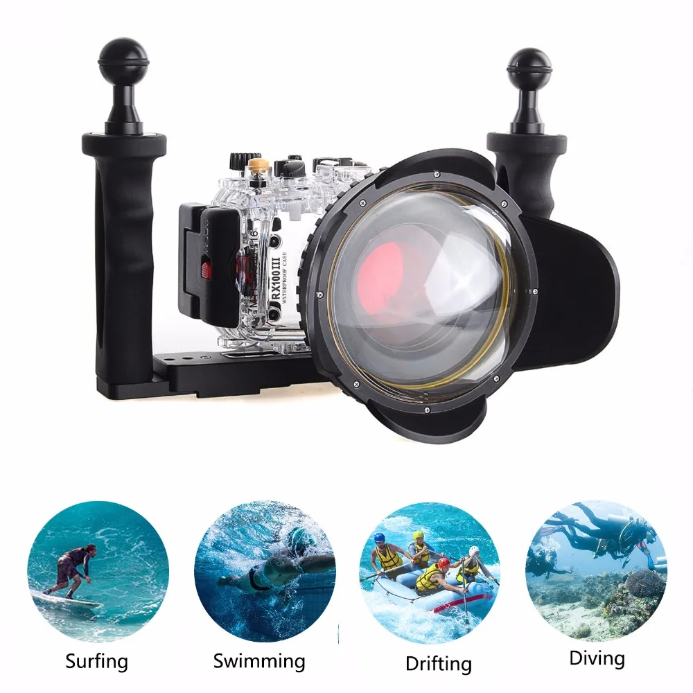 Meikon 40m/130f Underwater Camera Housing Case for Sony DSC-RX100III RX100 M3 w/ 67mm Red Filter camera bags
Meikon 40m/130f Underwater Camera Housing Case for Sony DSC-RX100III RX100 M3 w/ 67mm Red Filter camera bags