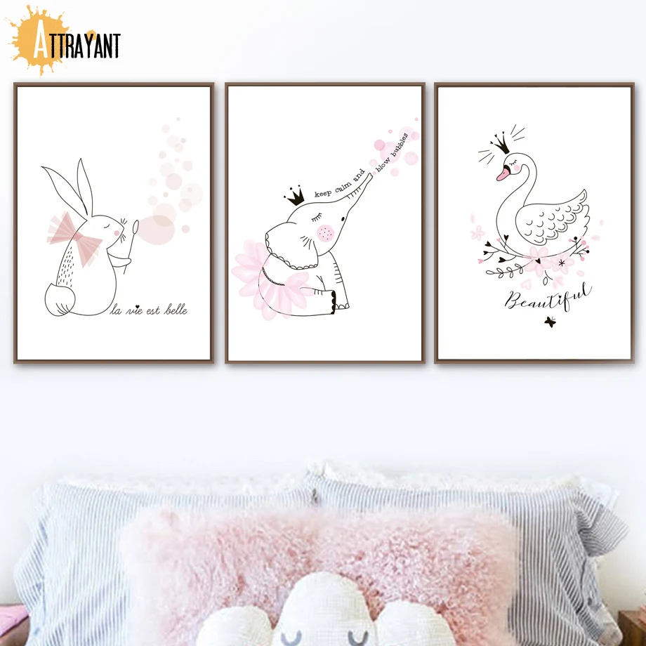 Rabbit Elephant Swan Wall Art Canvas Painting Nordic Posters And Prints Wall Pictures For Kids Bedroom Baby Boy Girl Room Decor
Rabbit Elephant Swan Wall Art Canvas Painting Nordic Posters And Prints Wall Pictures For Kids Bedroom Baby Boy Girl Room Decor