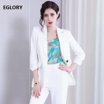 2019 Autumn Fashion Blazer Jackets Women Notched Collar Single Button 3/4 Sleeve Elegant White Tops Coat Ladies Blazer Outerwear
2019 Autumn Fashion Blazer Jackets Women Notched Collar Single Button 3/4 Sleeve Elegant White Tops Coat Ladies Blazer Outerwear