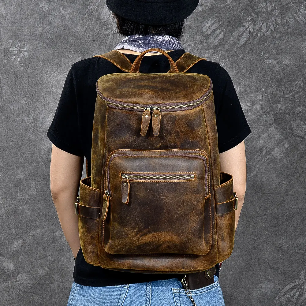 Men's Crazy Horse Genuine Leather Backpack Large Capacity Natural Leather Backpack Brand Vintage Handmade Durable Weekender Bag
Men's Crazy Horse Genuine Leather Backpack Large Capacity Natural Leather Backpack Brand Vintage Handmade Durable Weekender Bag