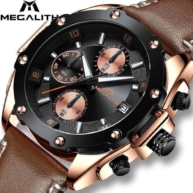 MEGALITH Fashion Mens Watchs Sport Waterproof Chronograph Analogue Date Quartz Watch Gents Leather Strap Wrist Watches Men Clock
MEGALITH Fashion Mens Watchs Sport Waterproof Chronograph Analogue Date Quartz Watch Gents Leather Strap Wrist Watches Men Clock